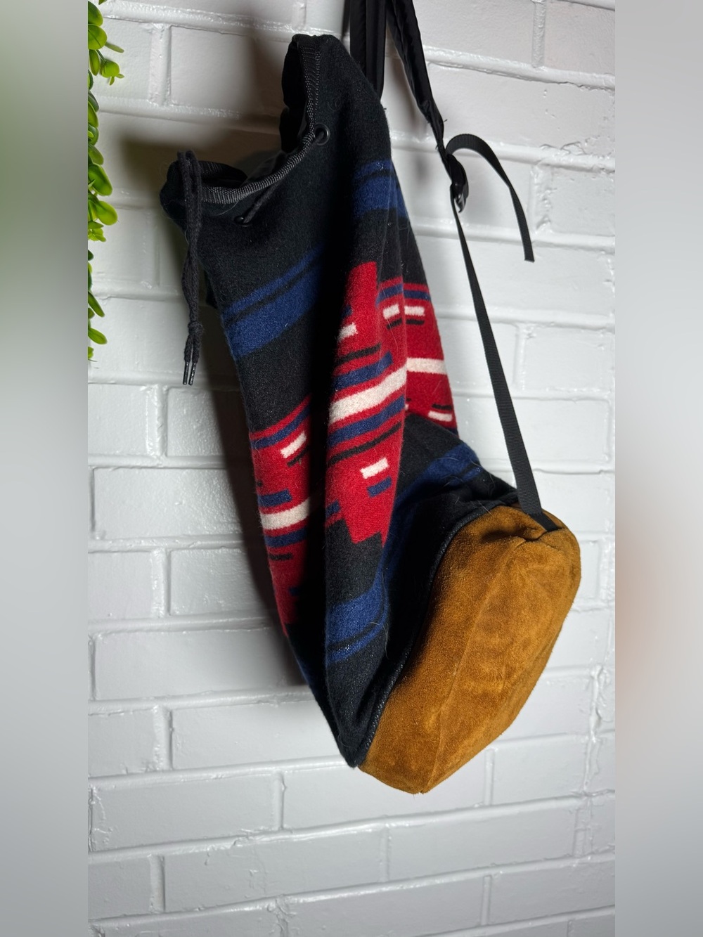 Vintage PENDLETON Aztec Print Wool
Drawstring Duffle Slingpack - Picture 4 of 6